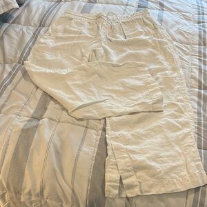 Athleta Retreat Wide Leg White Elastic Waist Pants